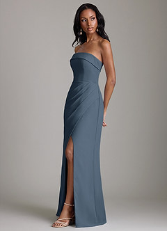 Azazie Aretha Brudepigekjoler En streg Stropløs Chiffon Gulv-længde Kjole image6