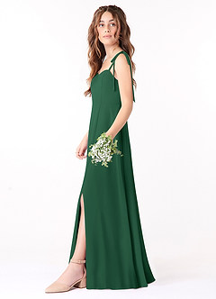 Azazie Rosey Junior Dark Green A-Line Sweetheart Neckline Chiffon Dress image3
