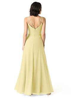 Azazie Janine Bridesmaid Dresses Lemon Sorbet A-Line V-Neck Chiffon Dress image4