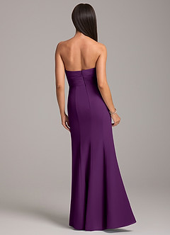 Azazie Yola Bridesmaid Dresses Grape Sheath Pleated Chiffon Convertible Dress image6