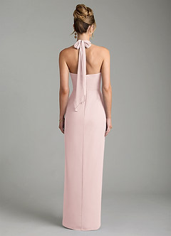 Azazie Arnelle Bridesmaid Dresses Blushing Pink Sheath Pleated Chiffon Dress image2