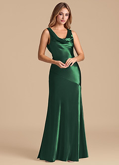 Azazie Rylina 신부 들러리 드레스 인어 메탈릭 새틴 바닥 길이 드레스 image4