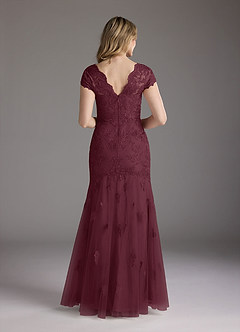 Azazie Marbella vestidos de madre de la novia Vestido de Cabernet de Encaje de Sirena con Reina Ana Lentejuelas image5