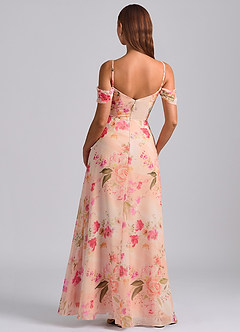 Azazie Marley 신부 들러리 드레스 A라인 오프 더 숄더 쉬폰 바닥 길이 드레스 image2