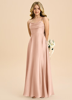 Azazie Bear Junior Rose Gold A-Line Sweetheart Neckline Stretch Satin Dress image6
