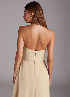 Azazie Wren Bridesmaid Dresses Champagne A-Line Side Slit Chiffon Convertible Dress image7