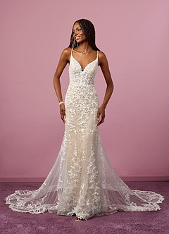 Barbie ♥ Azazie Abiti da Sposa Abito Sirena in Tulle Lustrini Diamante Bianco Nudo image1