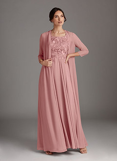 Azazie Kana Final Sale Dusty Rose A-Line Scoop lace Chiffon Dress image3