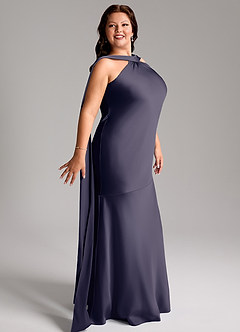 Azazie Kinsley Bridesmaid Dresses Stormy Mermaid Side Slit Stretch Satin Dress image12