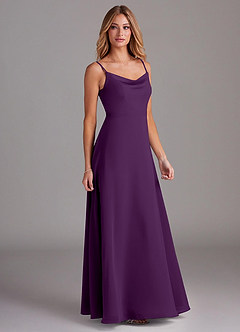 Azazie Daenerys Bridesmaid Dresses Grape A-Line Cowl Chiffon Dress image5
