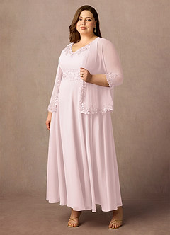 Azazie Devana vestidos de madre de la novia Vestido de Rosa Rubor de Gasa de Corte En A con Lentejuela image4
