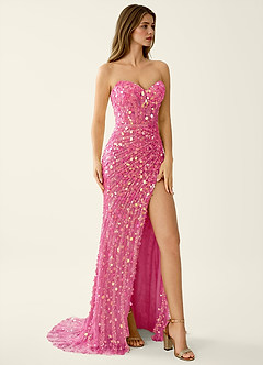 Elowomgen Rosa Rosa Vestido de fiesta de malla con bordado de lentejuelas y cuentas image5