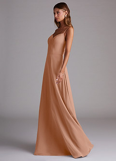 Azazie Marley Bridesmaid Dresses Champagne Rose A-Line Off the Shoulder Chiffon Convertible Dress image6