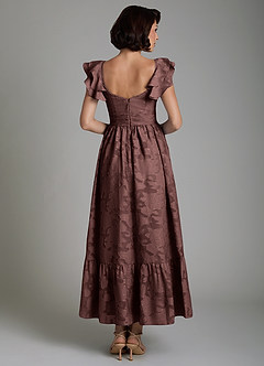 Azazie Anaya Brautjungfernkleider A-Linie Gestreift Blumen-Burnout Kleid Espresso image2