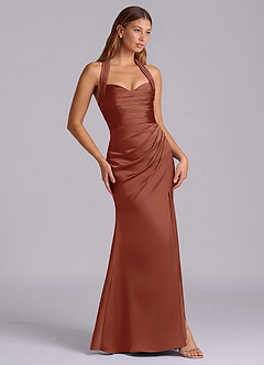 Azazie Destiny Suknie dla druhen Syrena Dekolt w kształcie serca Satyna elastyczna Do ziemi Sukienka image3