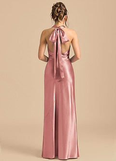 Azazie Velli Brudtärnklänningar Klä av Tubklänning i Metallisk satin Hög hals Dammig Ros image5