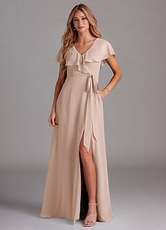 Azazie Lainey Bridesmaid Dresses English Rose A-Line with Pockets Chiffon Dress image1