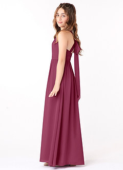 Azazie Jaylah Junior Mulberry A-Line Ruched Chiffon Dress image3