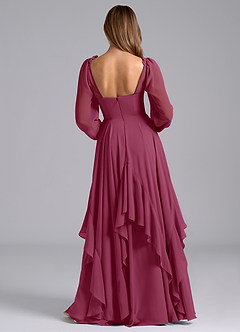 Azazie Karan Bridesmaid Dresses Mulberry A-Line Long Sleeve Chiffon Dress image2