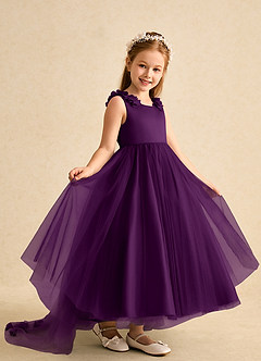 Azazie Lorita Blumenmädchenkleider A-Linie Mit Perlen Tüll Kleid Traube image7