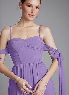 Azazie Ayanna Bridesmaid Dresses Tahiti A-Line Off the Shoulder Chiffon Dress image3