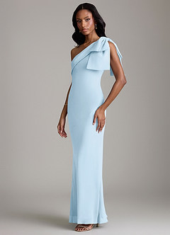 Azazie Yuanna Bridesmaid Dresses Sky Blue Mermaid One Shoulder Chiffon Dress image5