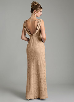 Azazie Kieryn Bridesmaid Dresses Champagne Mermaid Pleated Floral Burnout Dress image12