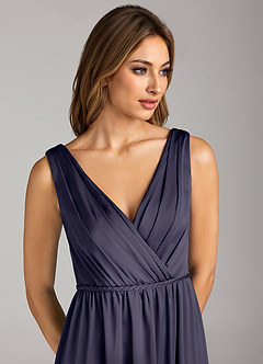 Azazie Tanicia Bridesmaid Dresses Stormy A-Line Pleated Stretch Satin Dress image6