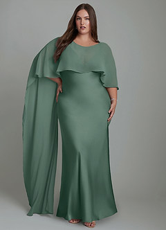Azazie Stefania Robes de demoiselle d'honneur Robe Trapèze en Satin extensible Eucalyptus image9