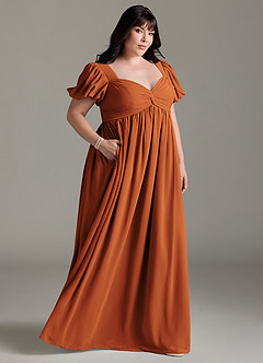Azazie Madisynn Maternity Bridesmaid Dresses Bow Chiffon Floor-Length Dress image11