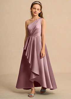 Azazie Taffy Junior Formal Flower Girl Klänningar Klä A-Line i Matt satäng Spets image1