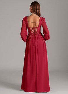 Azazie Maree Robes de demoiselle d'honneur Robe Trapèze en Mousseline de soie Corset Écarlate image6