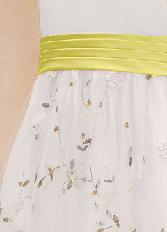 Azazie Pollie Flower Girl Dresses Ivory Canary A-Line Bow Tulle Dress image14