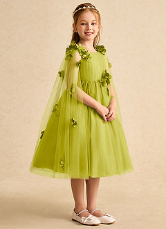 Azazie Staria Flower Girl Dresses Lemongrass Ball-Gown Ruched Tulle Dress image8