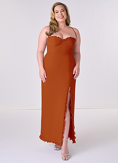 Barbie ♥ Azazie Bridesmaid Dresses Paprika Sheath Corset Chiffon Dress image6