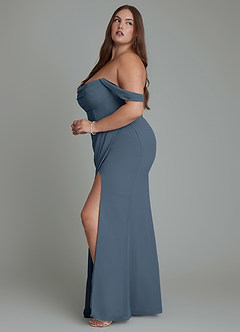 Azazie Johana Abiti da Damigella Abito Convertibile Sirena in Chiffon Spalle Scoperte Blu Nettuno image13