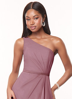 Azazie Liza Bridesmaid Dresses Vintage Mauve Mermaid One Shoulder Chiffon Dress image5