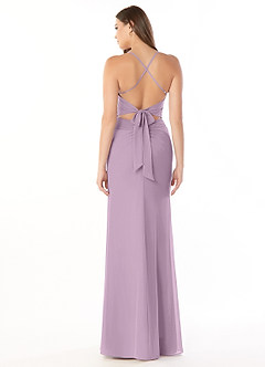 Azazie Aribella Bridesmaid Dresses Wisteria Sheath Ruched Chiffon Dress image2