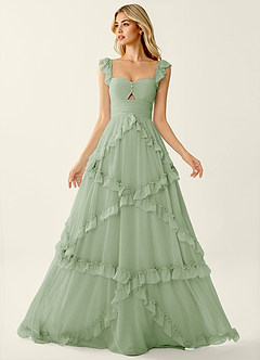Mirabelle Light Green Chiffon Corset Lace Up Back Ruffled Prom Dress image6