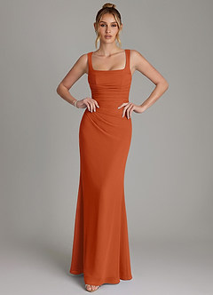 Azazie Agustina Bridesmaid Dresses Burnt Orange Mermaid Corset Chiffon Dress image3