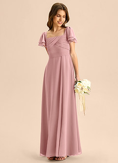 Azazie Azey Junior Dusty Rose A-Line Ruched Chiffon Dress image3