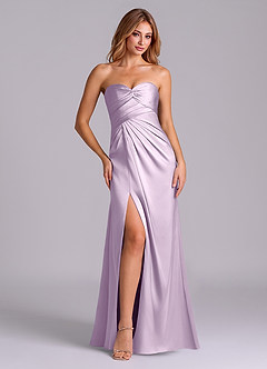Azazie Sabrine Final Sale Frosted Lilac A-Line Sweetheart Neckline Stretch Satin Dress image1