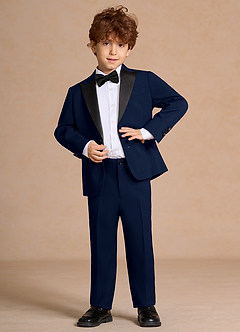 front Michael Bleu Marin Smokings à revers pointus pour garçons