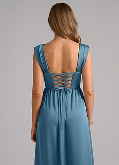 Azazie Hattie Bridesmaid Dresses Bermuda A-Line Corset Stretch Satin Dress image7