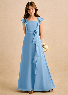 Azazie Soso Girls Formal Flower Girl Dresses Powder Blue A-Line Pleated Chiffon Dress image5