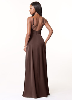 Azazie Brielle Suknie dla druhen Linia A Pofałdowany Satyna elastyczna Do ziemi Sukienka image2