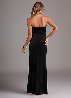 Azazie Larisa Probar vestidos en casa Vestido de Negro de terciopelo de Corte Recto Convertible con Sin tirantes image2
