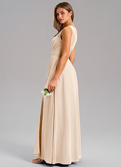 Azazie Phaedra Vestidos de madrinha de casamento Vestido Alabastro Branco de Chiffon de Linha A com Um ombro image6