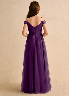 Azazie Yuna Girls Formal Abiti da Ragazza di Fiori Abito A-Line in Tulle Spalle Scoperte Uva image2