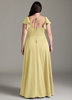 Azazie Bondi Robes de demoiselle d'honneur Robe Trapèze en Satin extensible Arc Sorbet Citron image8